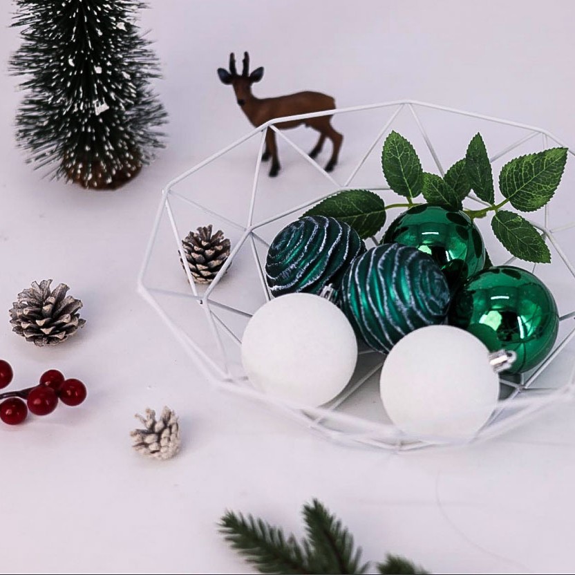 Fábrica directa transfronteriza nuevo 6cm / 9 cilindro bola pintada de Navidad juego de árbol de Navidad colgante de plástico colgante bola