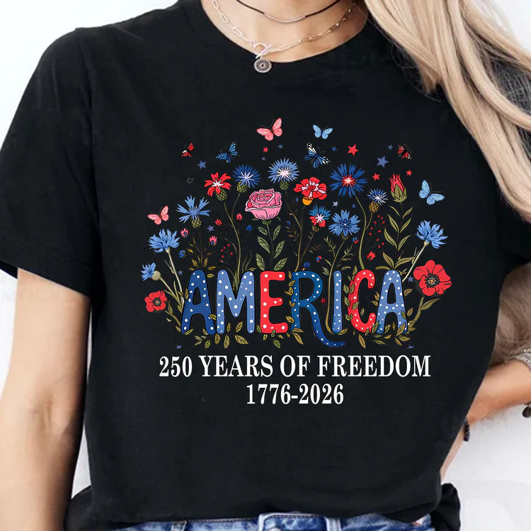 2026 Usa 250Th Anniversary Floral Dark Shirt | Patriotic July 4Th, 1776 – 2026 Wildflowers
