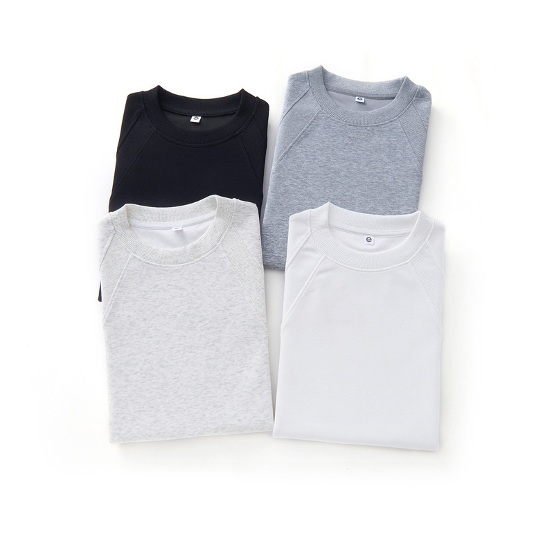 Space Cotton Air Layer Raglan Sleeve Short-Sleeved T-Shirt for Men 2026 New Style Pure Color Versatile Loose Top Space Cotton Air Layer Raglan Sleeve Short-Sleeved T-Shirt for Men 2026 New Style Pure Color Versatile Loose Top
