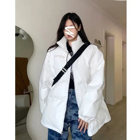 棉衣棉服女冬季2024新款白色面包服复古PU皮短款棉袄加厚学生外套