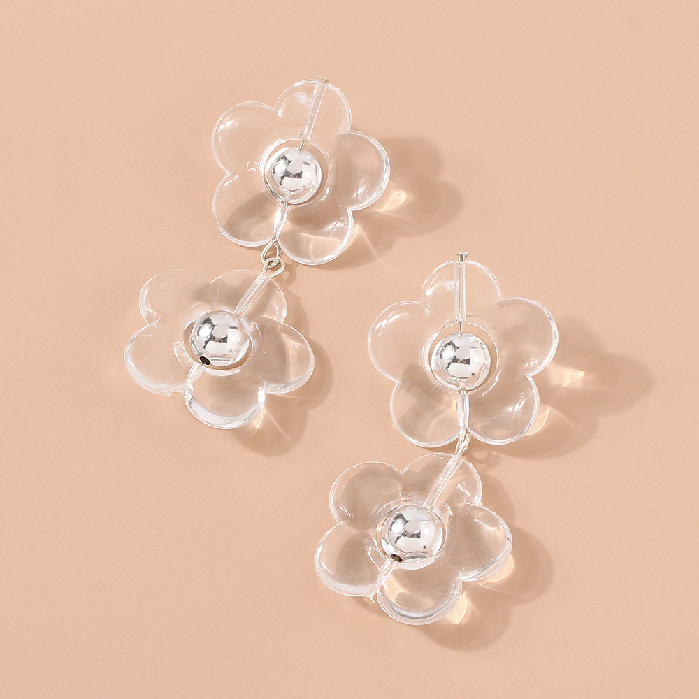 Nouvelles Boucles D&#39;oreilles Fleur Transparentes display picture 9