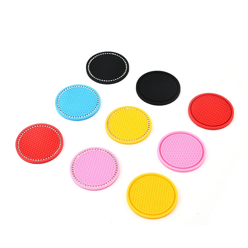 Круглый силиконовый противоскользящий коврик с бриллиантами для подставки под чашку, термоизоляционная подставка, креативные автомобильные аксессуары со стразами