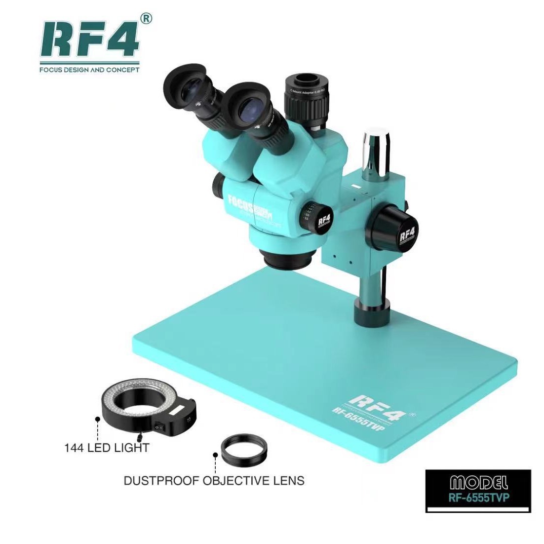 RF4高倍显微镜 手机主板维修高清显微镜 7-50X双臂连续变焦显微镜