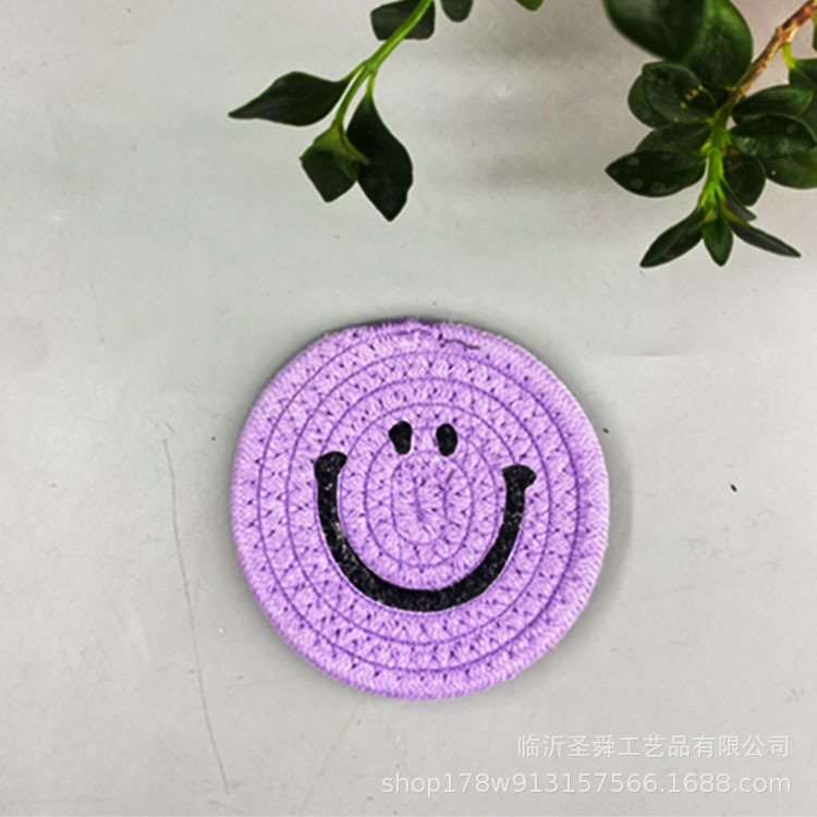 Ins expresión facial placemat hilo de algodón Smiley cara Coaster Bowl Mat estilo japonés casa Coaster aislamiento pad decoración foto apoyos