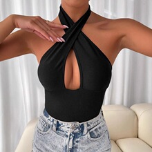C 32777 Backs Cross Strap Bodysuit ¶�������� ŷ���羳��