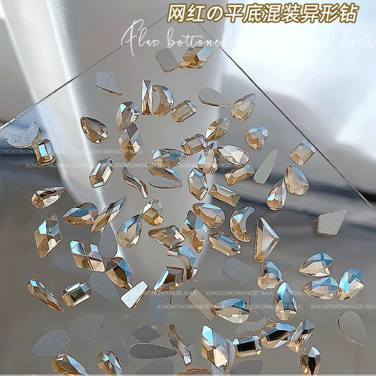 플랫 바텀 스페셜 셰이프 다이아몬드 믹스 샴페인 [중대형]