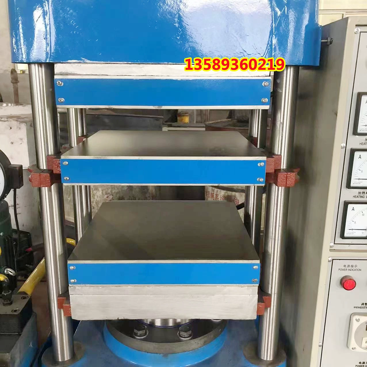 Четырехстойка 25T силиконовый резиновый пресс вулканизатор Электрический нагрев 300 ℃ с водяным охлаждением пластиковый таблетчатый пресс