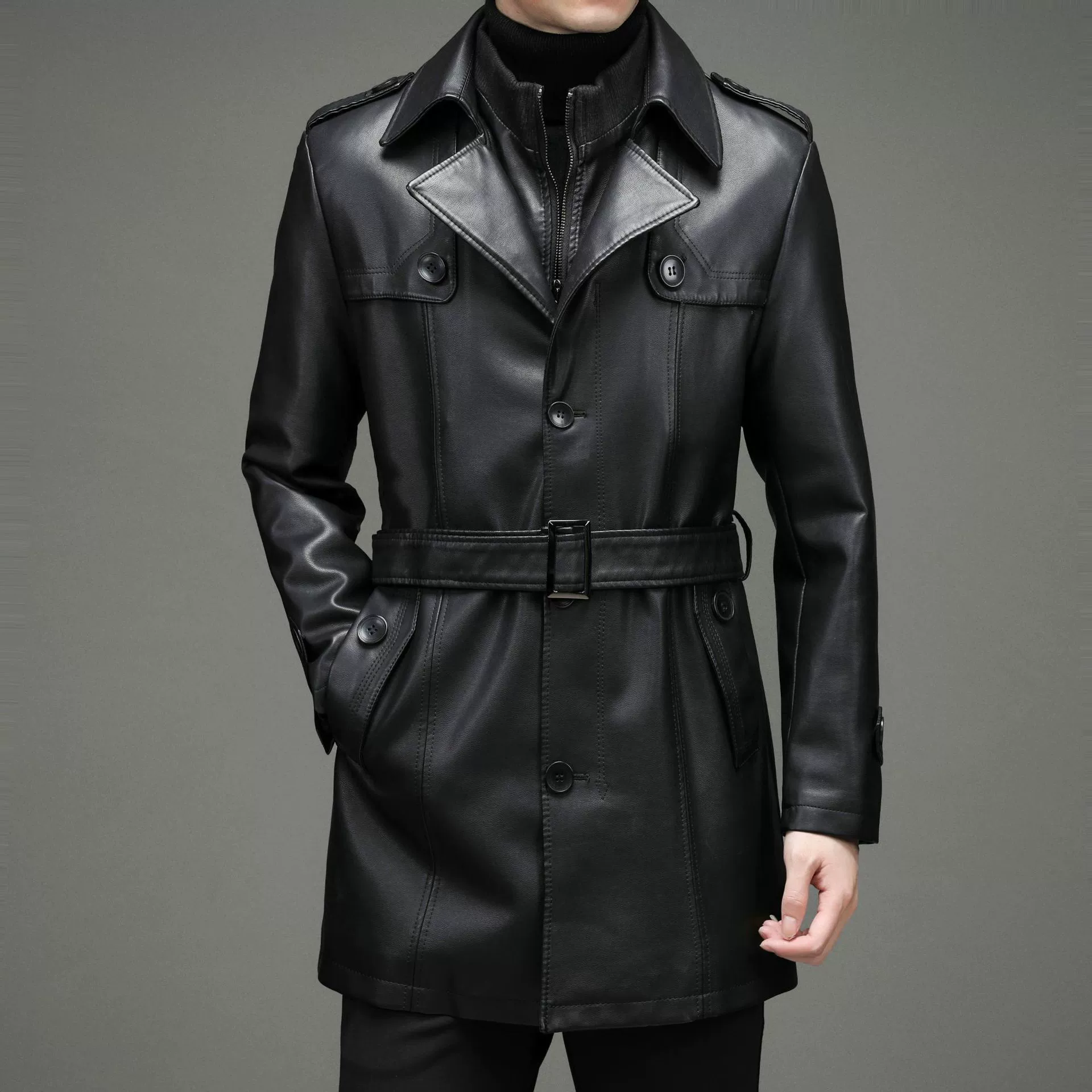 Осенняя демисезонная полиуретановая длинная coat, куртка для досуга