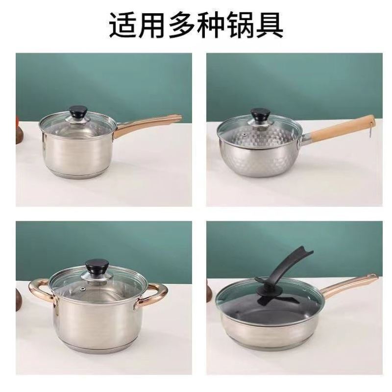 304 stainless steel pot cover household tempered glass pot cover universal frying pan universal high temperature resistant explosion-proof