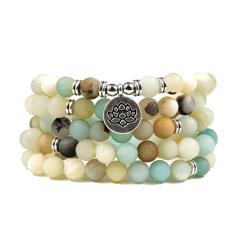 8mm New Amazon Bracelet 108 Buddhist Beads Lotus Multi-Circle Bracelet Tree of Life Beads Pendant Sweater Chain