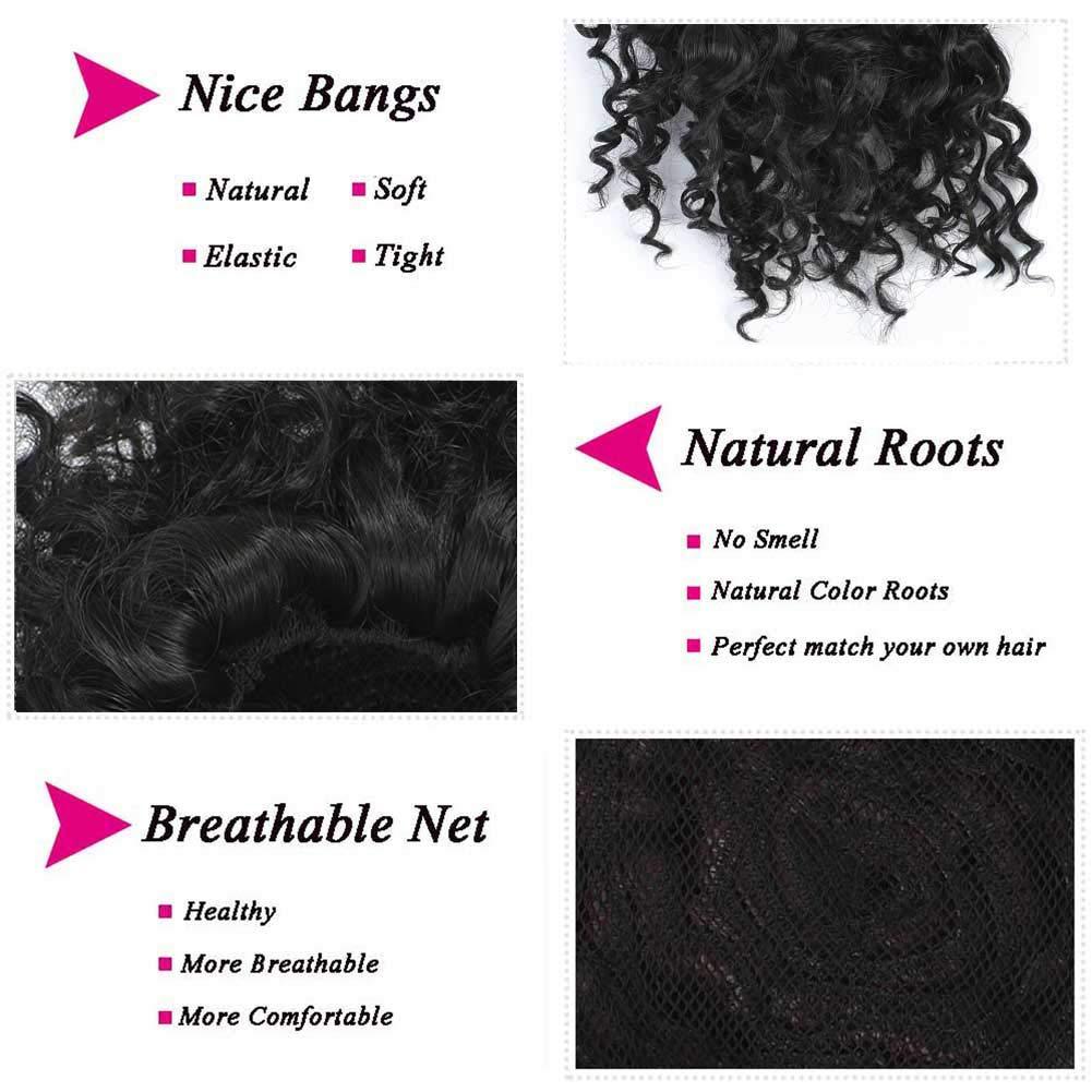 Synthetic wig Explosive wig with bangs fluffy caterpillar small rolls_voghion.com