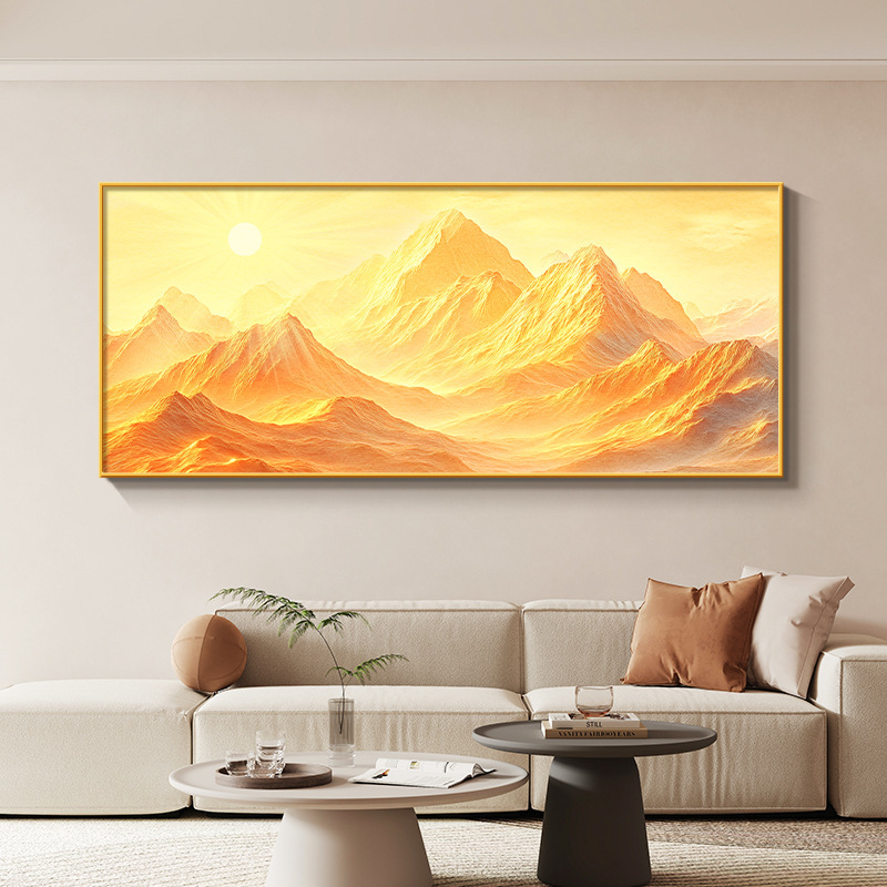 背靠金山客厅装饰画有山无水办公室沙发背景墙挂画轻奢高级感壁画|undefined