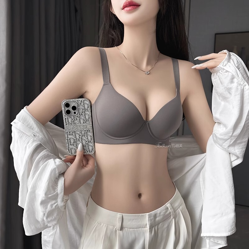 大きな胸の女性のための小さな下着大きいサイズ薄い胸縮小シームレス夏軟鋼リング美胸縮小たるみ防止ブラジャー|undefined