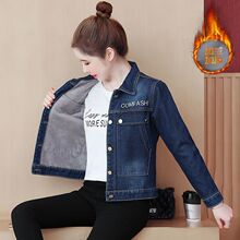 小个子短款加厚牛仔外套女2025秋冬新款百搭宽松加绒棉衣棉服上衣