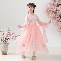 New Children's Hanfu for Girls, Summer Dress with Short Sleeve, Summer Skirt, Exquisite Ancient Chinese Style, Tang-style Hanfu, Performance Costume