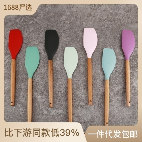 Silicone Handle Scraper, Heat Resistant Cake Spatula, Cream Spreader, Mixer, Baking Tool, Butter Scraper