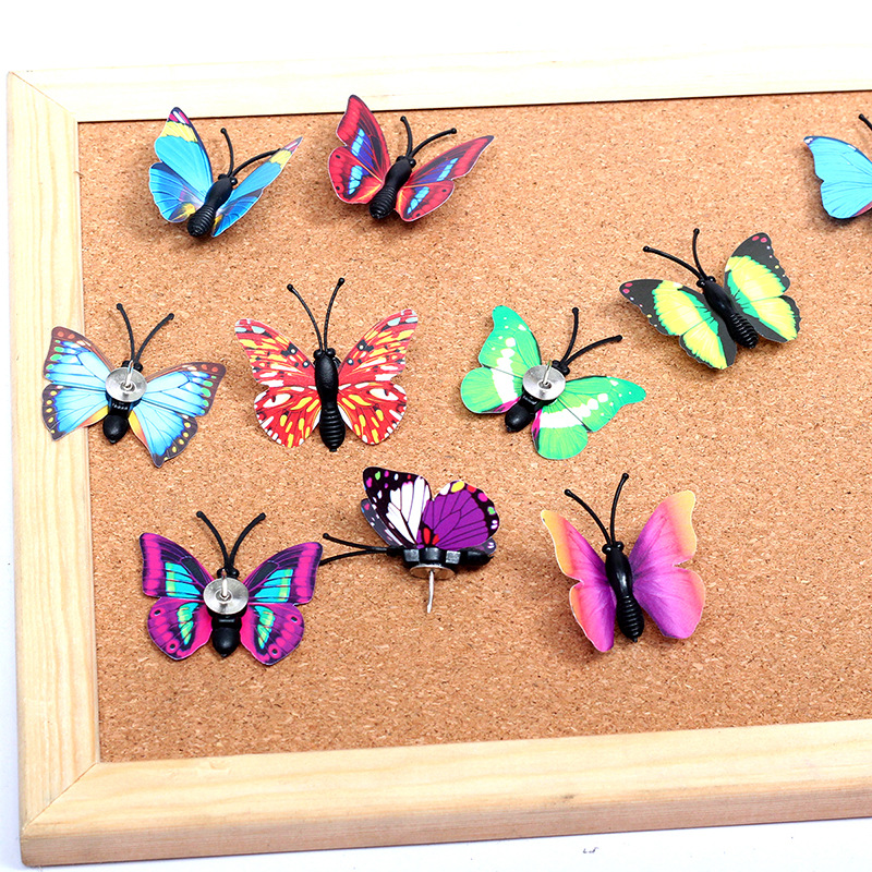 4cm color mezclado 30 unids embolsado simulación mariposa chincheta corcho foto pared decoración Push Pin color decorativo chincheta