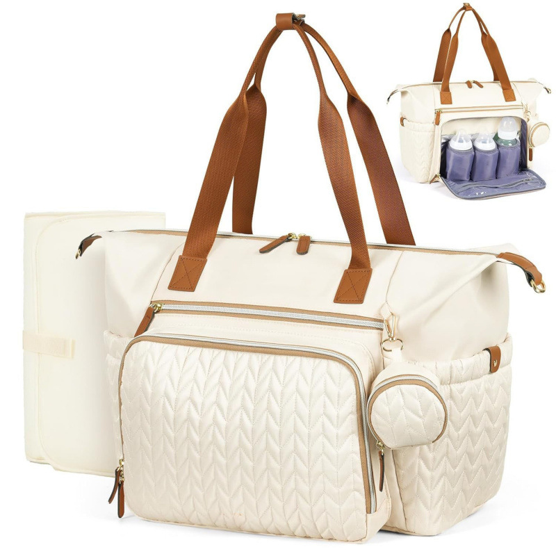 Nuevo tipo de bolso de pañales impermeables con caja de tetas, bolso de bebé con almohadilla de cambio de pañales, bolso de mamá de viaje
