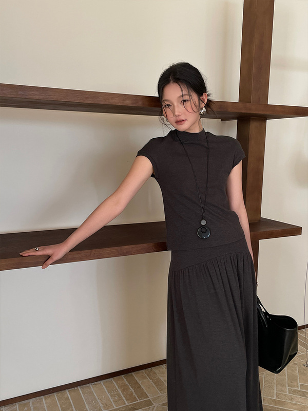 FONE简禾极简半高领小飞袖针织衫女2025秋季修身打底上衣58123-1|undefined