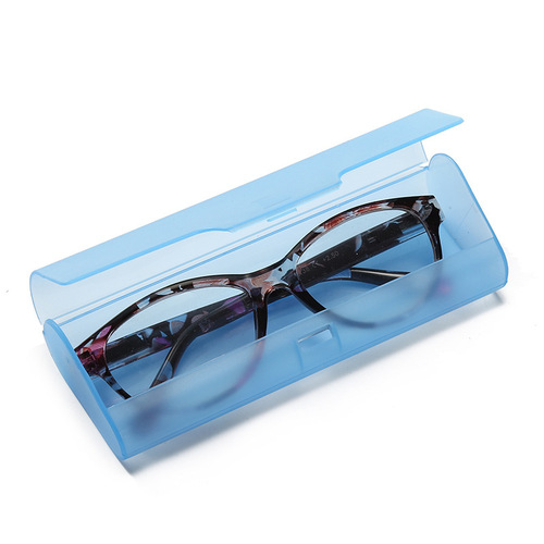 2021新款便携式老花镜盒塑料透明近视眼镜盒翻盖定制LOGO收纳盒