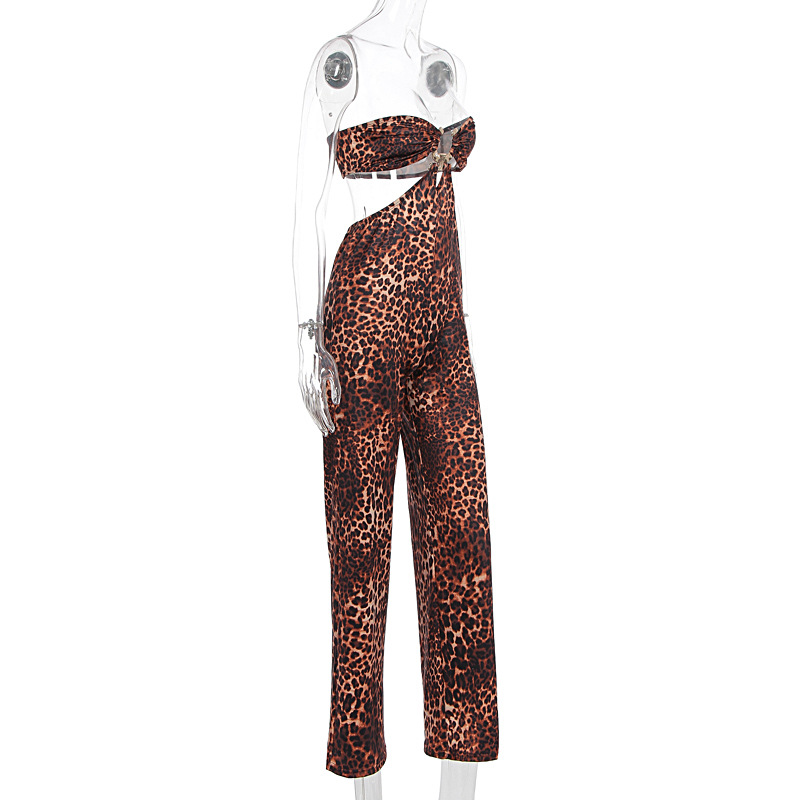 New Arrival Women Fashion Sexy Y2K Spice Girl Leopard Wrap Bust Jumpsuit Dress Sleeveless Outwear Bodycon Club Wear_ecoleips.com