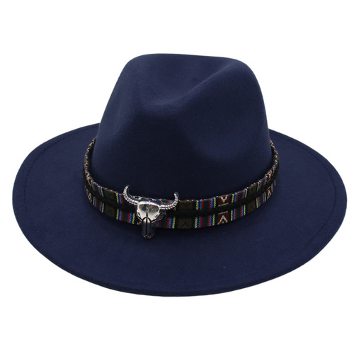 Cowboy hat, ethnic style jazz hat, riding hat, unisex, trendy felt hat, Guozhuang dance grassland wool hat, Tibetan