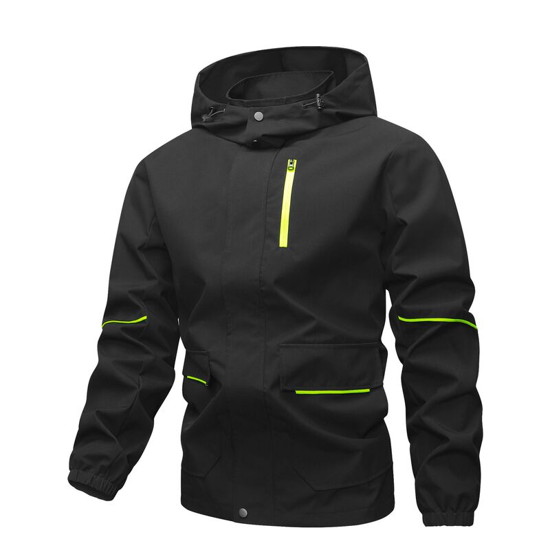 Spring Autumn Casual Thin Jacket Men's Hooded Charge Coat Outdoor Windbreaker Lightweight Soft Shell Sports Running Top