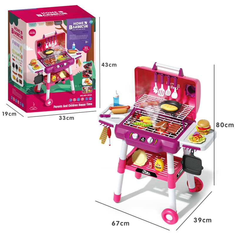 Comercio exterior Spray para niños Burger Hot Dog Barbacoa Cocina Simulación de cocina Brochetas Barbacoa Juguetes de juego