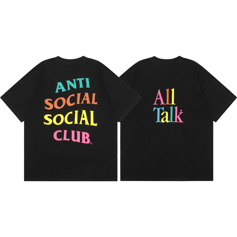 Diferencia de moneda del mercado ASSC CLUB fujiwaro Lightning serie impresa camiseta suelta de manga corta para hombres y mujeres