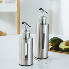 ステンレス製オイルポット、調味料ボトル、可視オイルコントロールボトル、オイルコントロールポット、キッチン調味料ボトル、薄口醤油、醤油、バーベキュービネガー、金メッキ