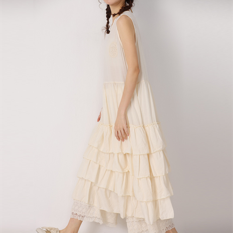 クロスボーダーの女性の甘い森の女性の減齢の純色の袖なしのケーキのスカートはゆったりしています。