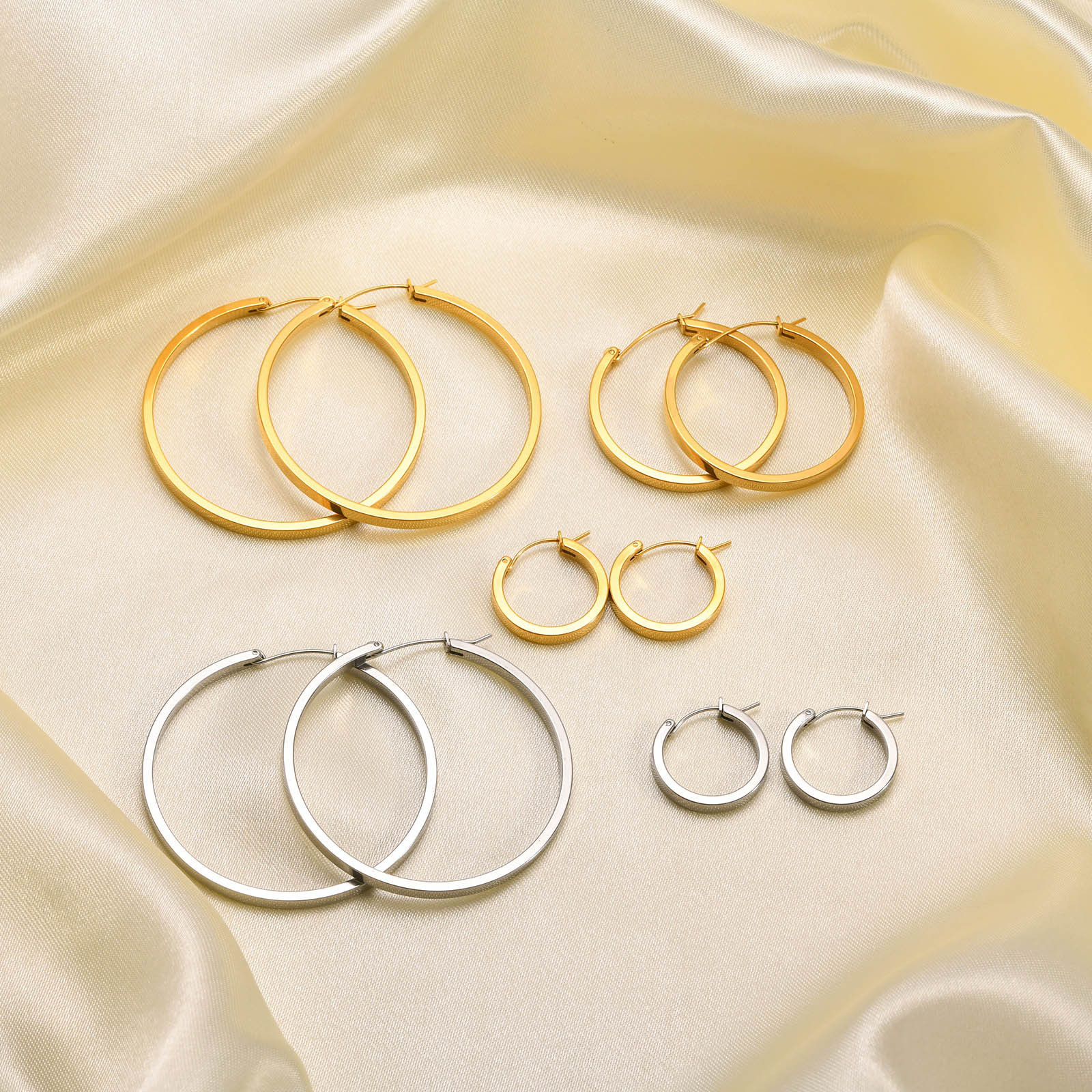 Ear rings 素圈耳环钛钢镀18K金色女士耳饰 简约时尚款 EH-218