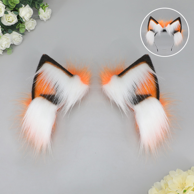 Electric fox ear headband - orange & white (headband not included)