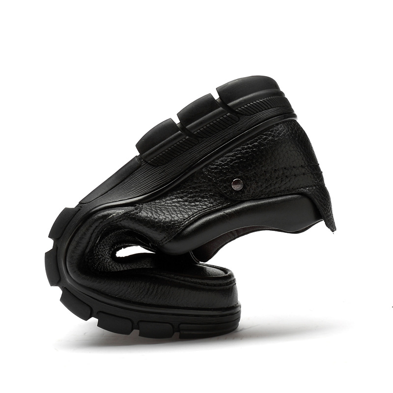 Wide Feet Round Head Shallow Mouth Large Size Foot Cover Men's Shoes Men's Outdoor Casual Leather Shoes Rubber Non-slip Sole_voghion.com