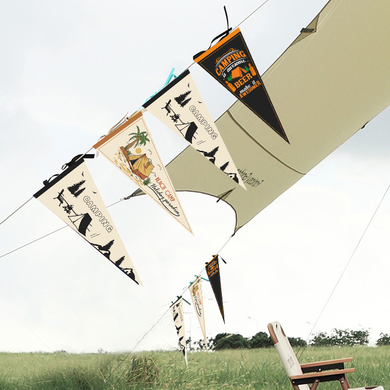 Outdoor camping flag felt triangle flag flagpole outdoor campsite flag flags rope flag atmosphere campsite flag wholesale