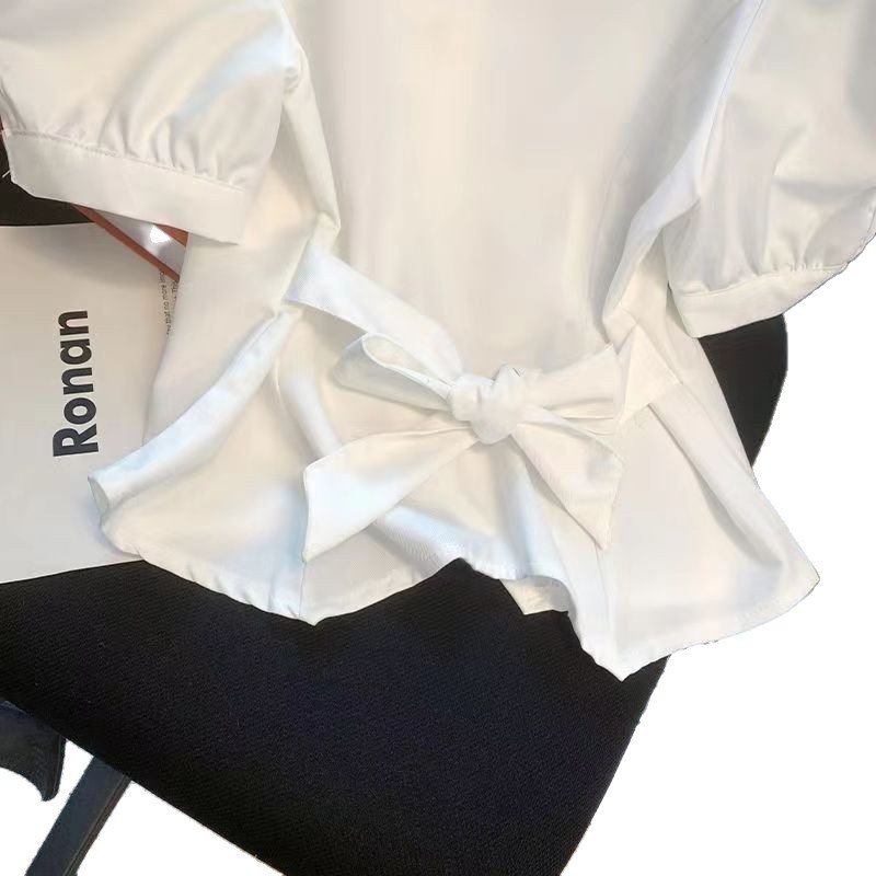 レーゲ服飾 カスタムメイド 夏の新作 ウエストシェイプ 半袖 レディースシャツ デザイン性のあるプリーツ 着痩せ効果 多用途トップス 通勤用|undefined