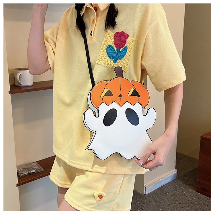 Halloween Small Bag 2024 New European And American Fashion Personality Funny Pumpkin Single Shoulder Small Round Bag_ipsvogv.com
