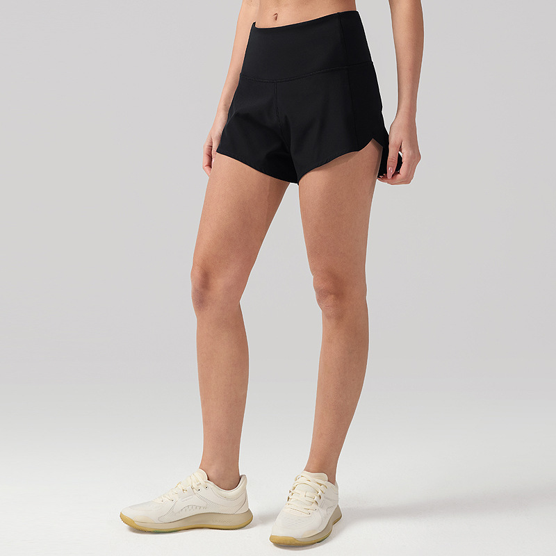 Shorts deportivos refrescantes para mujer, pantalones de yoga Lulu antiexposición, shorts de fitness transpirables de secado rápido con bolsillos, shorts para correr de 2.5 pulgadas