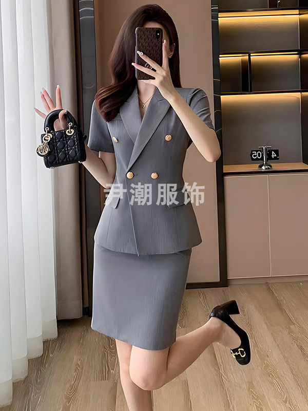 灰色西装套装女春夏高端职业医美前台接待工装美容院珠宝店工作服|undefined