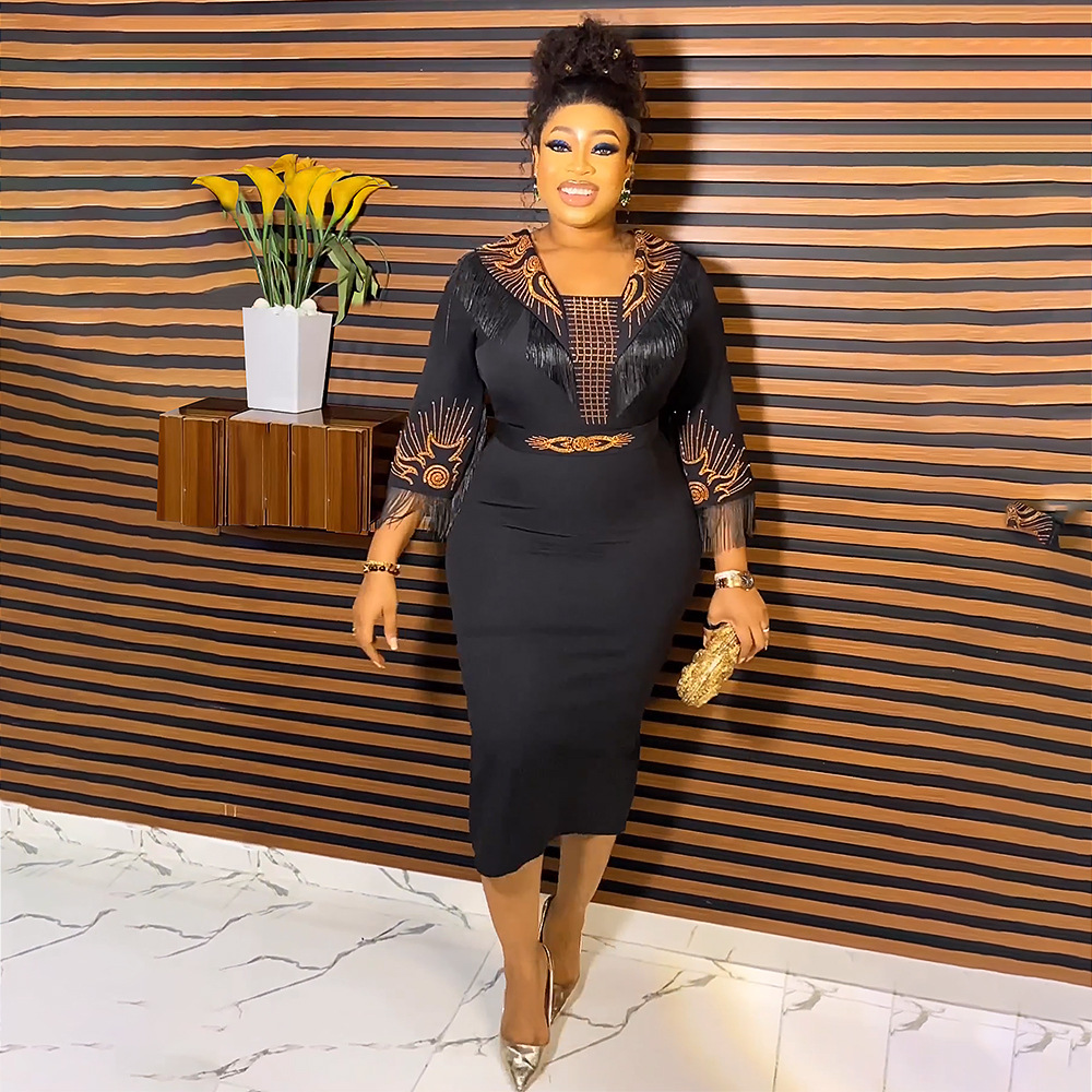 Women's Clothing plus size commuting tassel dress_voghion.com