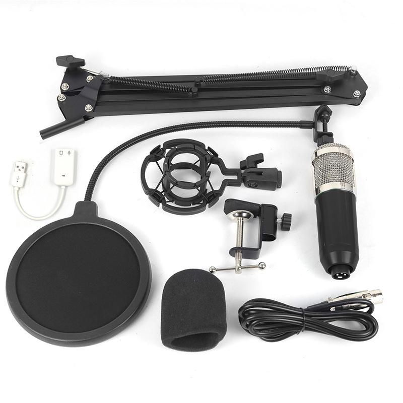 Transfronterizo BM800 micrófono de condensador V8 teléfono móvil inglés tarjeta de sonido ordenador USB soporte voladizo transmisión en vivo traje