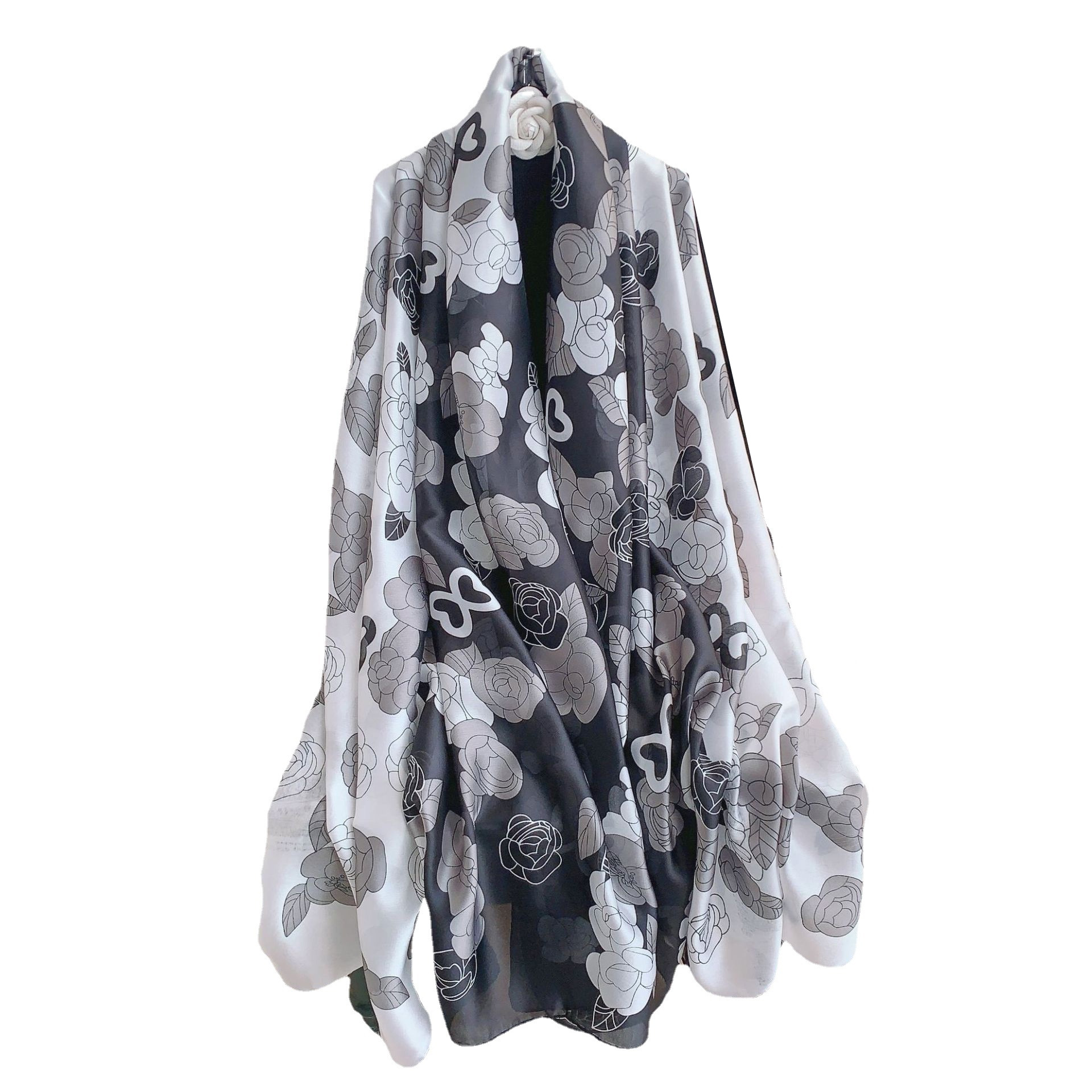 Chanel estilo Camellia moda bufanda de las mujeres de estilo coreano elegante principios de primavera ropa exterior caliente chal protector solar Toalla de playa