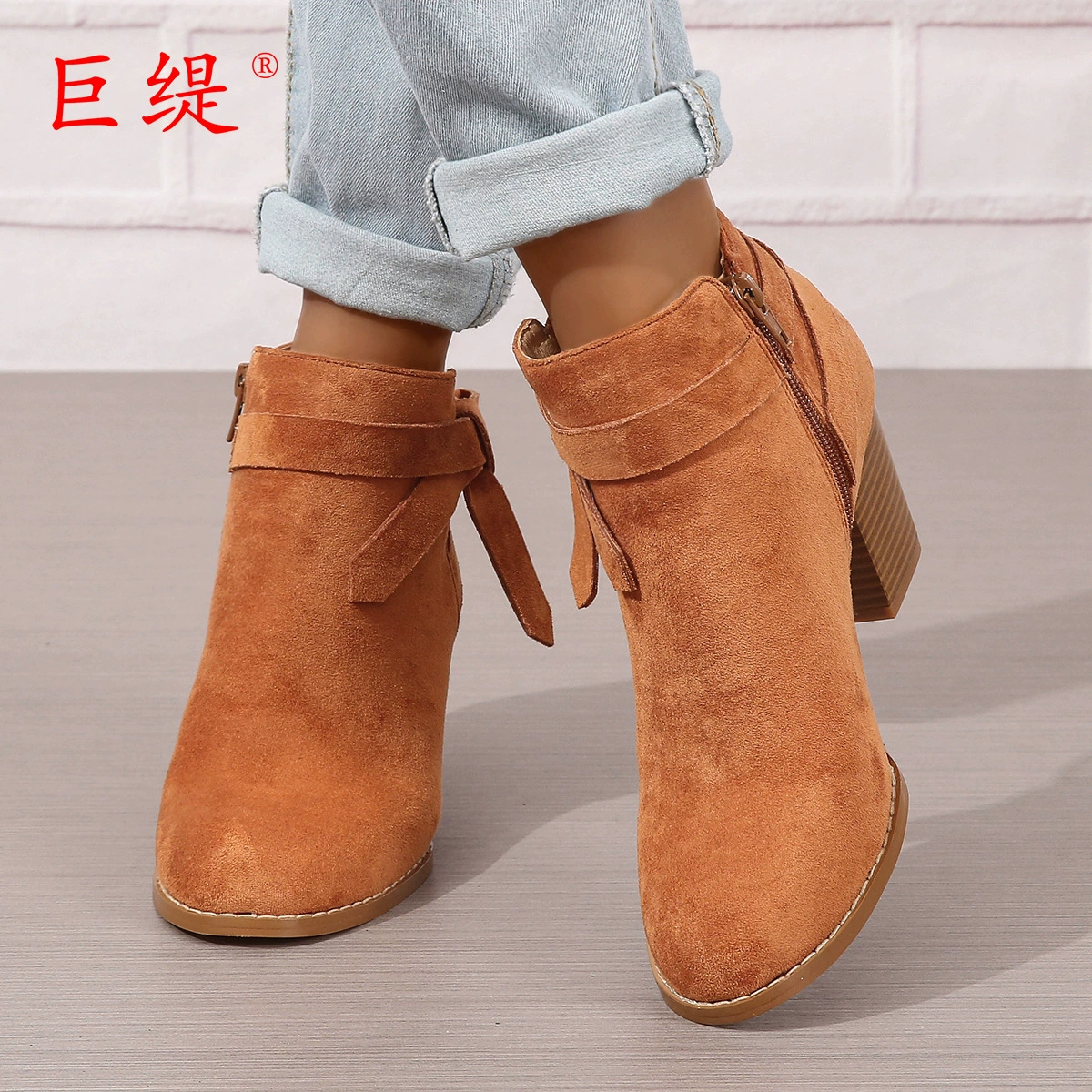 Juti 2023 осенне-зимняя Новая внешняя торговля Большие размеры на высоком каблуке ЖЕЛАЯ Amazon Европейская и американская женская модная обувь