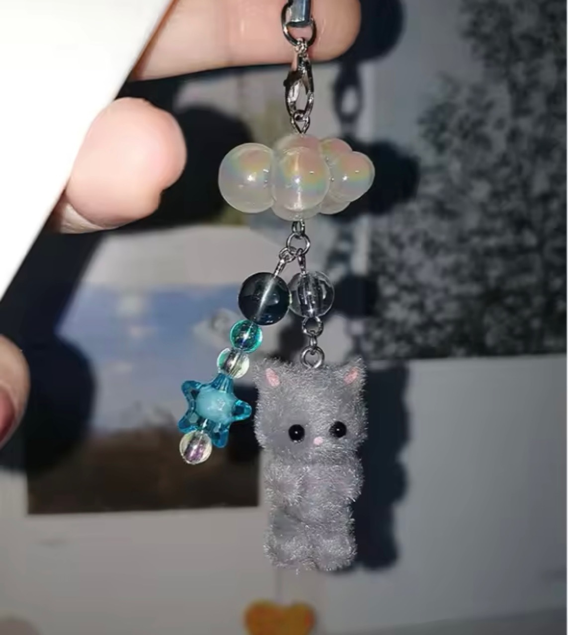 Bag Pendant, Keychain Classification 1 Piece Quantity Cute Animal Cat Flocking Unisex Bag Pendant Keychain