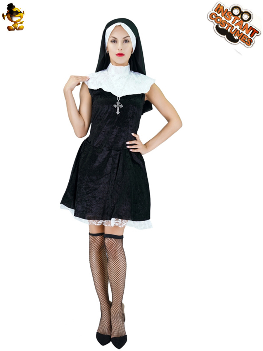 Halloween monje adulto partido traje de la etapa del funcionamiento Cosplay mascarada reparación ropa las mujeres