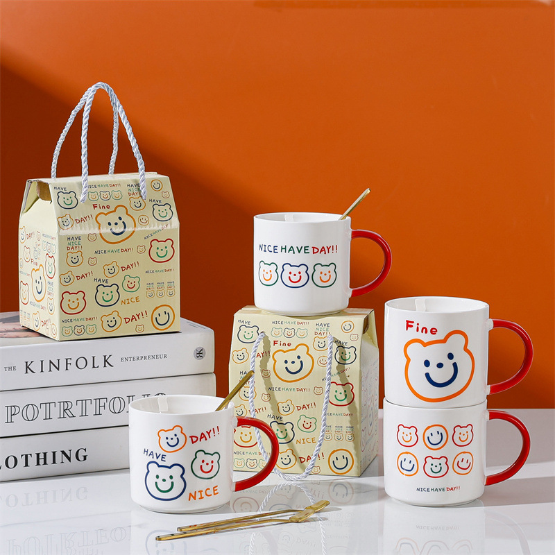 Taza de cerámica creativa taza de café de dibujos animados abre un pequeño evento de regalo publicitario taza de agua LOGO