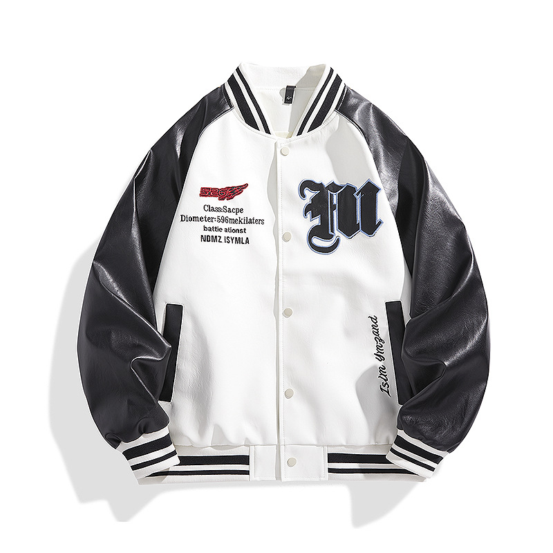 Chaqueta de béisbol de cuero PU hombre de otoño americano chaqueta retro estilo de tendencia de estilo de puerto multifuncional chaqueta de pareja chaqueta de cuero