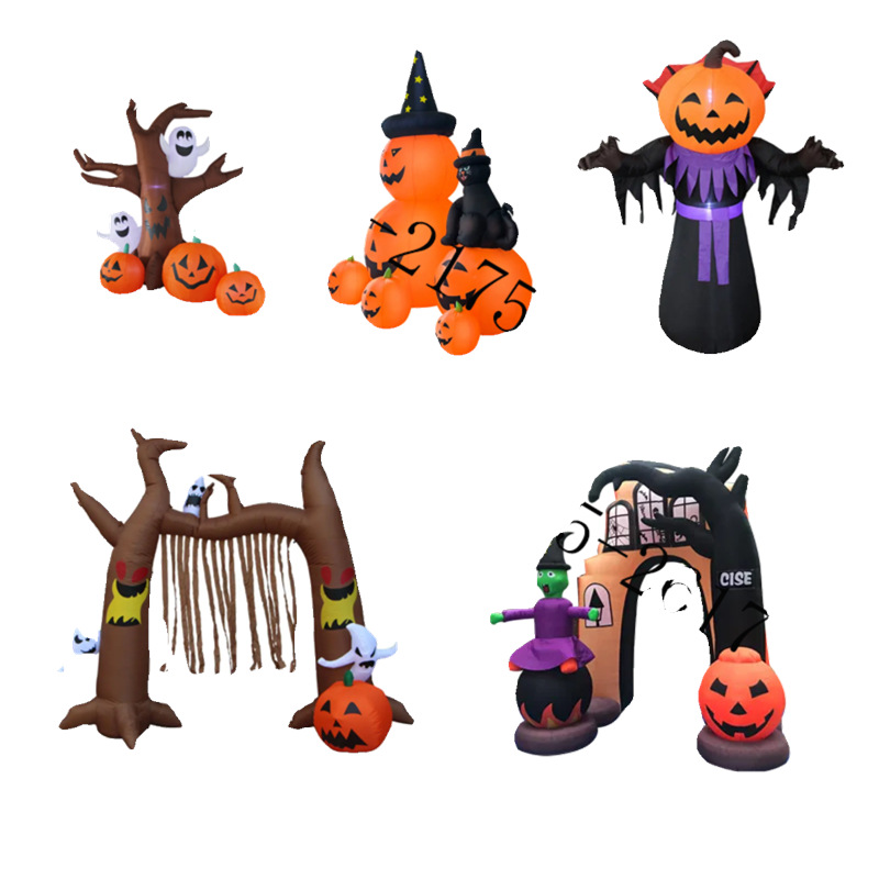 Decoración infláble de Halloween modelo de aire Chen luminoso calabaza gato de arco fantasma payaso pirata mano fantasma