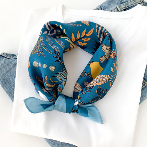  new floral pattern mulberry silk scarf cross-border fashion professional clavicle scarf crisis scarf