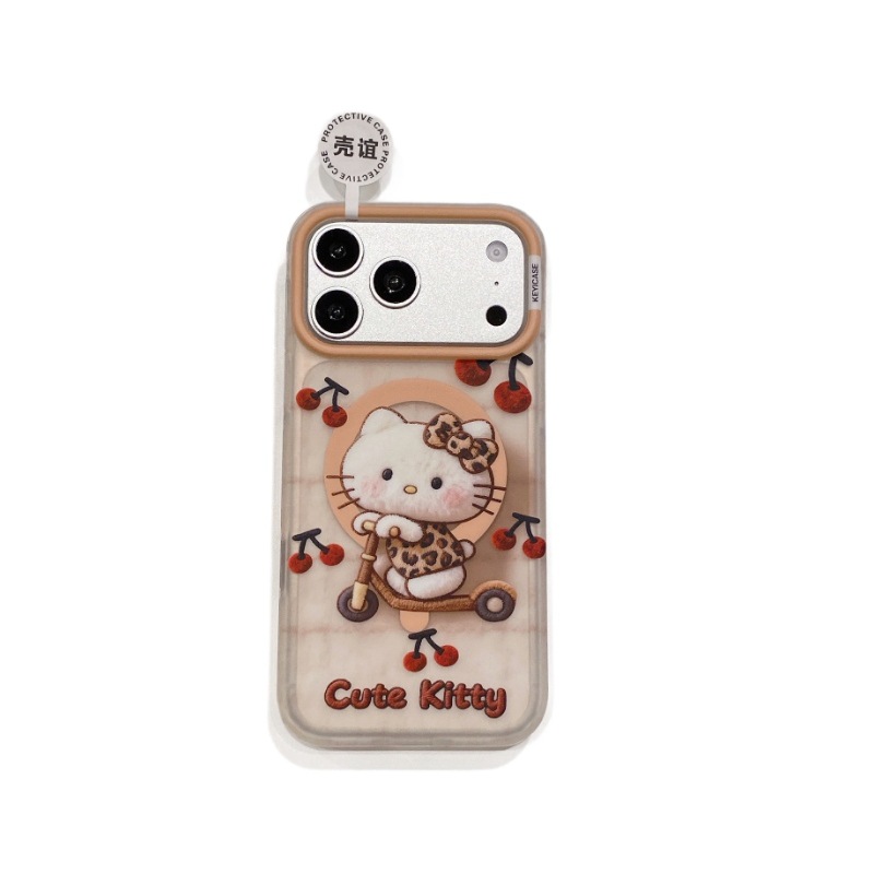 Funda para teléfono con diseño de gato KT, tacto de piel, compatible con Apple 17 Pro Max, iPhone 16, modelo popular, magnética 15P, estilo coreano 14/13